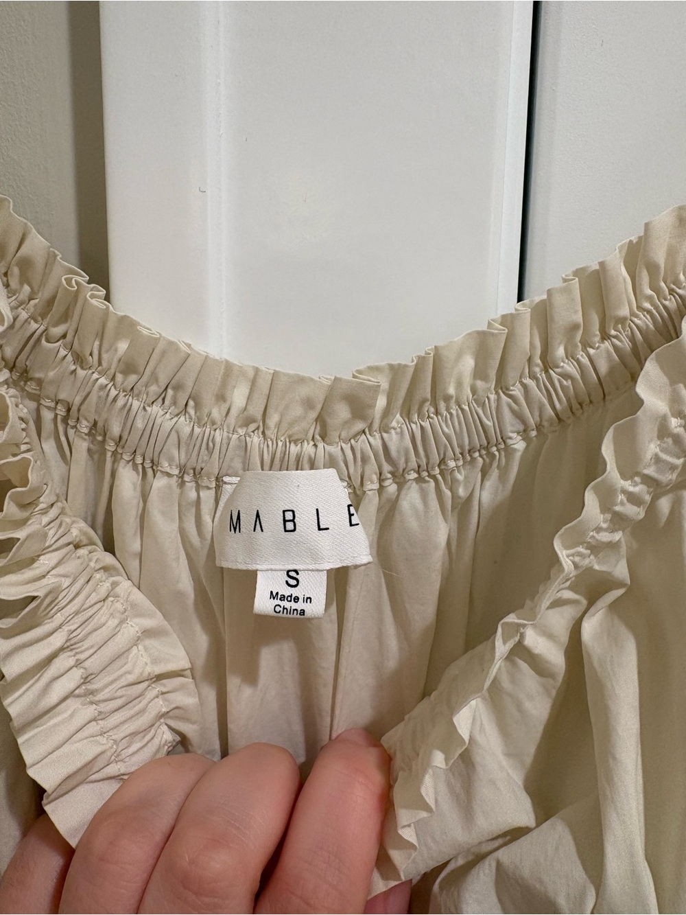 RuffleTiered Cream Dress with Tie Straps - Picture 5 of 6